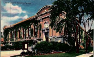 1940s MAIN LIBRARY, TORONTO, CANADA LINEN POSTCARD 20-34