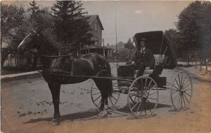 J53/ Interesting RPPC Postcard c1910 Horse-Drawn Buggy Wagon 173