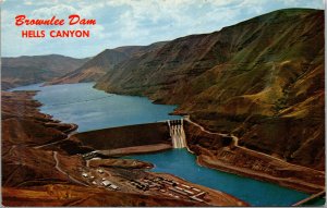 Vtg Brownlee Dam Snake River's Hell's Canyon ID Idaho Power Company Postcard