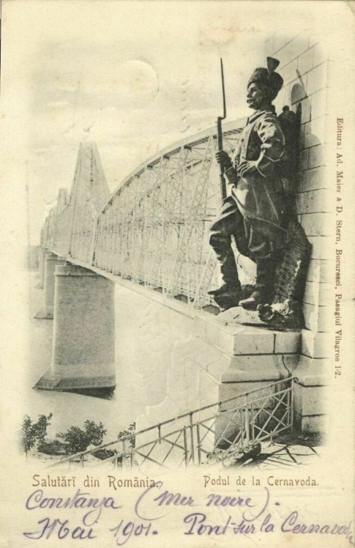 romania, CERNAVODĂ FETEȘTI, Podul Regele Carol I, Danube Bridge (1901) Postcard