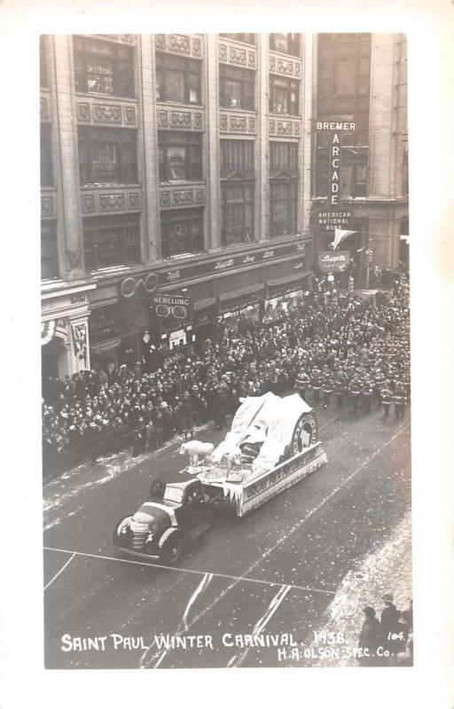 St Paul Minnesota Winter Carnival Glacier Park Float Real Photo Postcard J62976