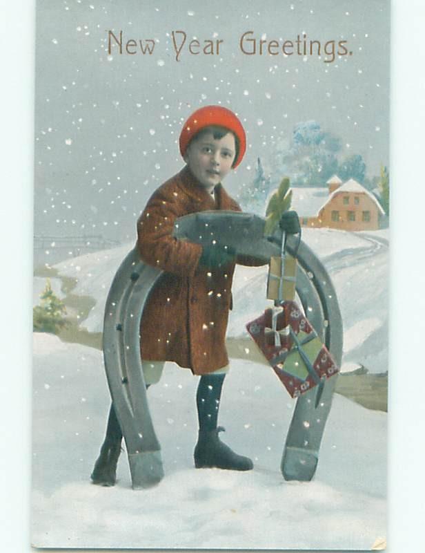 Divided-Back NEW YEAR SCENE Great Postcard W7578