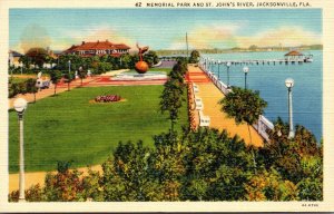 Florida Jacksonville Memorial Park and St John's River Curteich