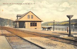 Alton Bay NH B&M New Railroad Station Train Depot Postcard