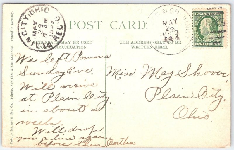 Vintage Salt Palace Salt Lake City Utah Postcard 1909 Handcolored