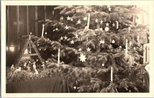 Vintage postcard Christmas Tree Nativity Scene JB2