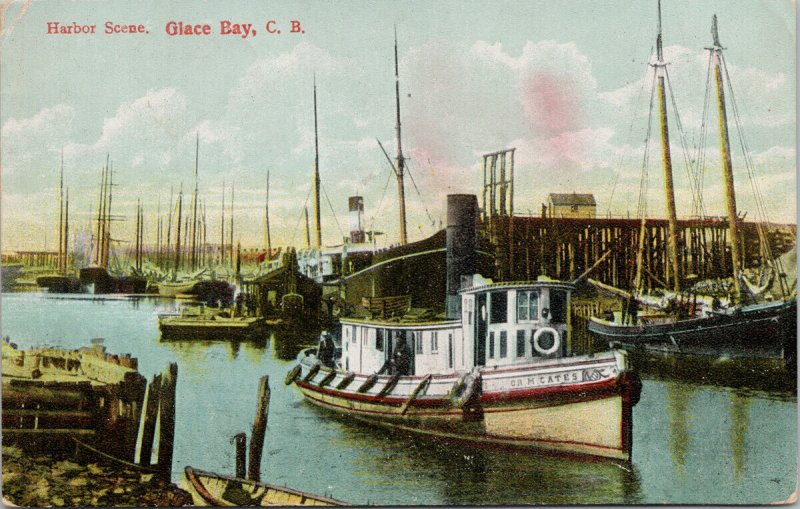 Glace Bay Cape Breton NS Nova Scotia Harbour Scene Boats c1907 Postcard E86