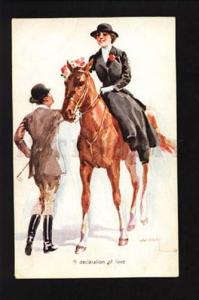 3073744 BELLE Lady on HORSE by USABAL vintage Color PC