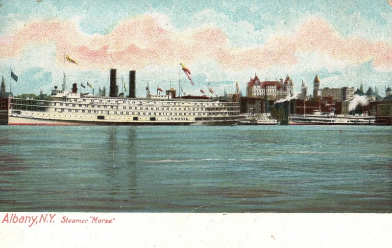 Vintage Postcard 1909 Steamer Morse Albany New York NY Hugh C. Leighton Pub.