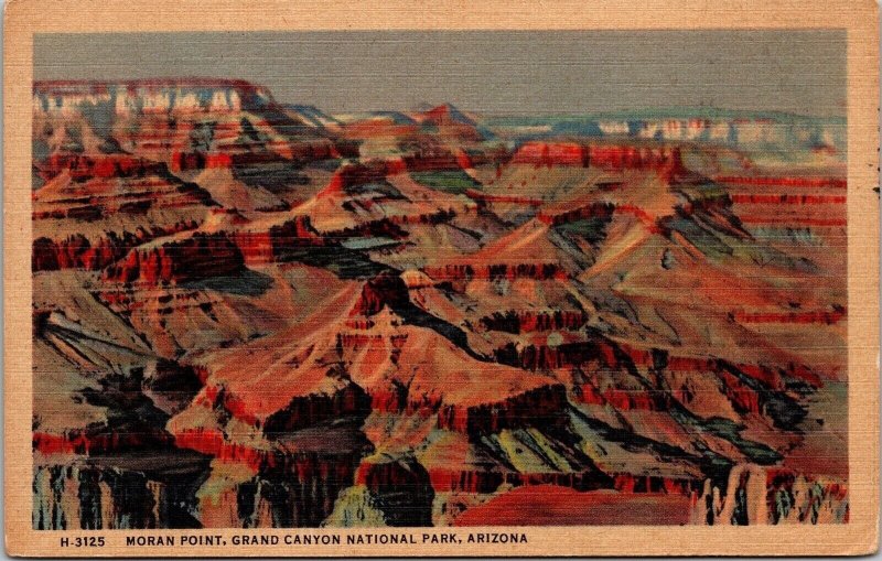 Moran Point Grand Canyon National Park Arizona Linen Cancel WOB Postcard 