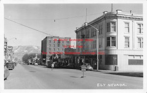 NV, Ely, Nevada, RPPC, Street Scene, Business Area, Photo