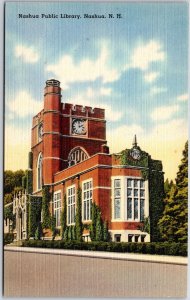 Cartão postal antigo Nashua New Hampshire NH, edifício da biblioteca pública de Nashua-