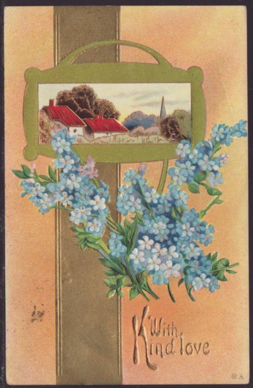 With Kind Love,Flowers,Scene Postcard