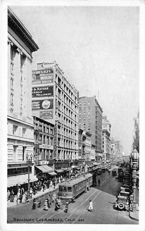 Los Angeles California~Broadway~Storefronts~Billboards~Fancy Lamppost~1920s Pc