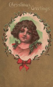 Vintage Postcard Christmas Greetings Holiday Special Yuletide Season Baby Girl