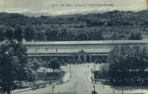 france, PAU, La Gare et la Chaine des Pyrénées, Station (1910s) Postcard 