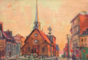 Vintage Postcard 1910's Notre-Dame Des Victories Quebec Canada CAN Art Painting