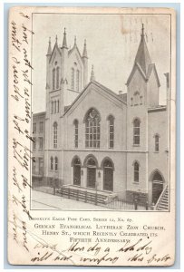 Brooklyn New York Postcard German Evangelical Lutheran Zion Church 1906 Vintage