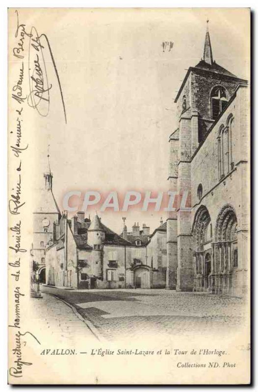 Old Postcard Avallon L & # 39Eglise Saint Lazarus And The Tower From & # 39Ho...