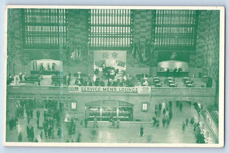 New York City New York Postcard Service Men Lounge Grand Central Terminal 1940