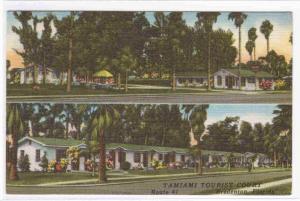 Tamiami Tourist Court Bradenton Florida linen postcard