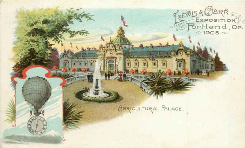 1905 Lewis & Clark Expo Postcard Portland OR Agricultural Palace unposted nice