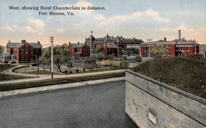 Moat Showing Hotel Chamberlain Fort Monroe Virginia 1910c postcard