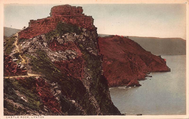 Castle Rock, Lynton, England, Great Britain, Early Hand Colored Postcard, Unused