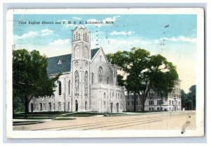 Vintage First Bapist Church YMCA Kalamazoo, Mich, Postcard P93E