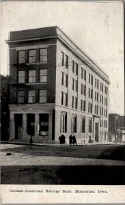 1908 MUSCATINE IOWA GERMAN-AMERICAN SAVINGS BANK  POSTCARD 36-68