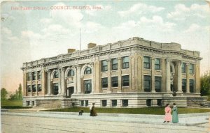 c1910 Postcard; Free Public Library, Council Bluffs IA Pottawattamie County Used