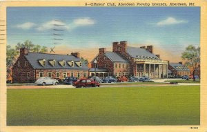 Aberdeen Maryland 1940s WWII Postcard Officers Club Aberdeen Proving Grounds