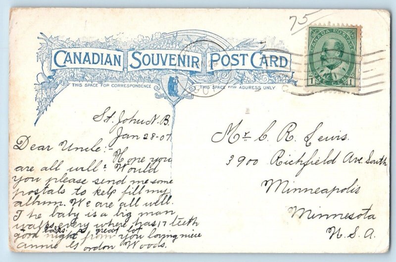 1907 St. John New Brunswick Canada Vintage Postcard Pool Rockwood Park Exterior