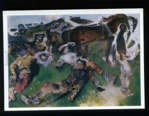 211057 RUSSIA Moiseenko cherry HORSES old postcard