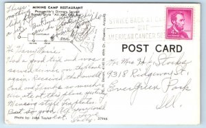 APACHE JUNCTION, AZ Arizona~ MINING CAMP RESTAURANT c1960s Pinal County Postcard