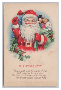 Vintage Santa Claus Christmas Joys Postcard - Made in USA