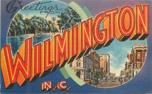 North Carolina Wilmington Moore Tichnor linen Postcard large letters 22-7382