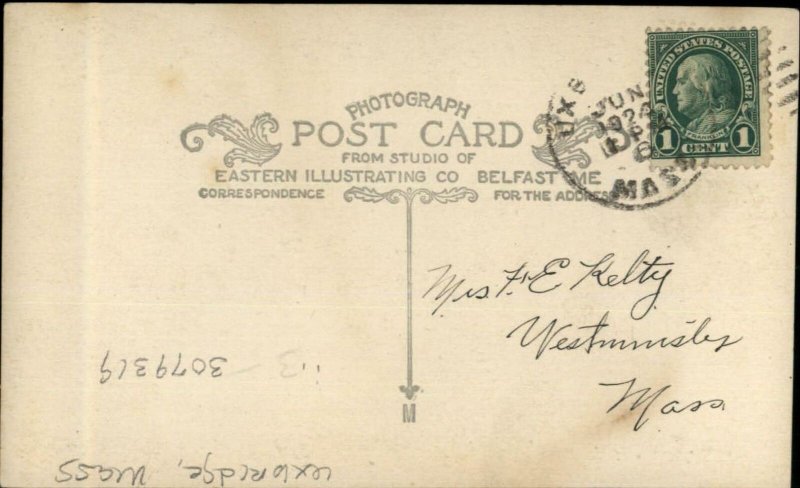 Uxbridge MA Street View Monument c1910 Real Photo Postcard