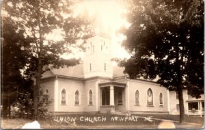 Real Photo Postcard Union Church in Newport, Maine