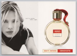 Go Card Advertising~Hugo Boss Woman Perfume~Travel Light~Continental Postcard