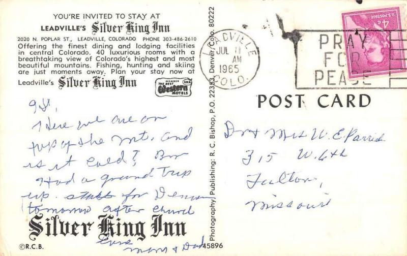 Leadville Colorado Silver King Inn Multiview Vintage Postcard K103937