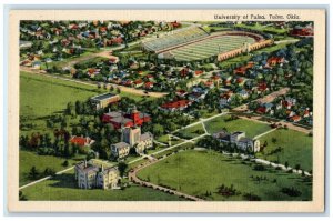 c1940 Birds Eye View University Tulsa Oklahoma Posted Vintage Antique Postcard