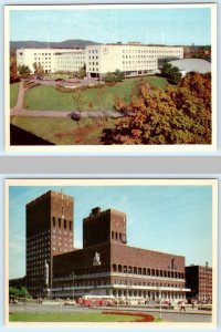 2 Postcards OSLO, NORWAY ~ City Hall BROADCASTING HOUSE Rikskringkasting  4x6