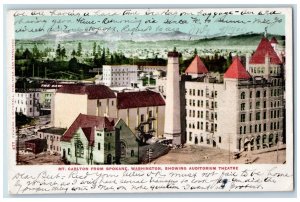 1905 Mt. Carlton From Spokane Washington Showing Auditorium Theater Postcard 