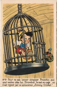 PC DISNEY, PINOCCHIO AND JIMINY CRICKET, Vintage Postcard (b43822)