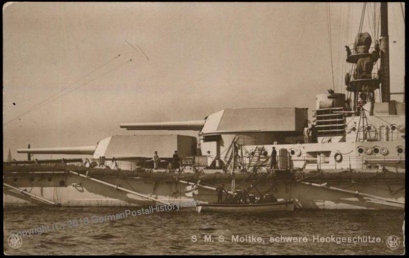 Germany WWI Navy ShipSMS Moltke  Kriegsmarine  Postcard RPPC 65940