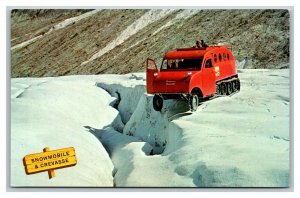 Vintage 1950's Postcard Old Snowmobile Columbia Icefield Canadian Rockies