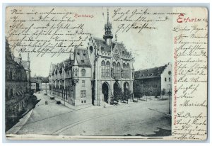 1900 Erfurt Town Hall and Nearby Buildings Thuringia Germany Antique Postcard