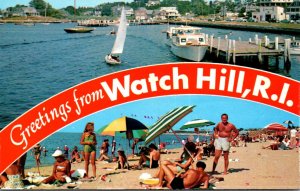Rhode Island Watch Hill Greetings Showing Beach