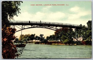 Vtg Chicago Illinois IL High Bridge Lincoln Park 1910s View Old Postcard